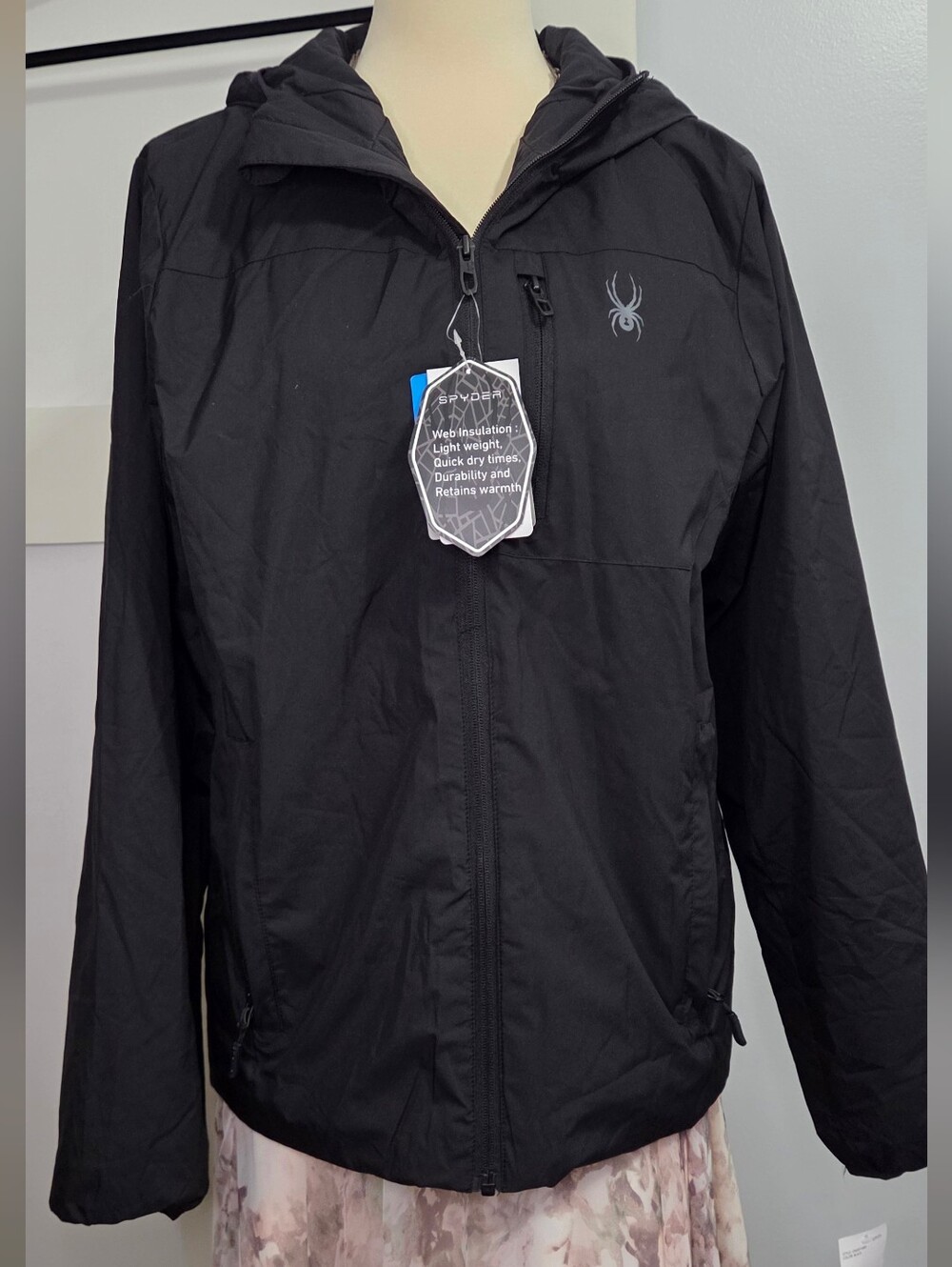 Spyder - Lightweight Black Hooded Windbreaker Light Warmth